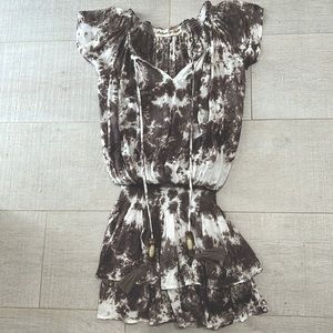 Tie dye mini dress with waist band